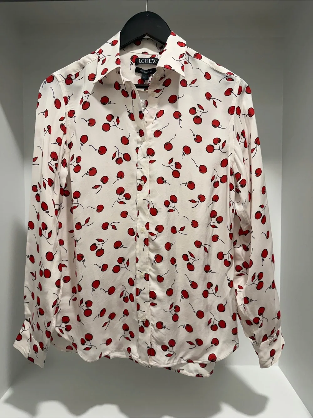 NEW J. Crew Jules drapey classic-fit shirt in cherry print size 0 CU229 $148